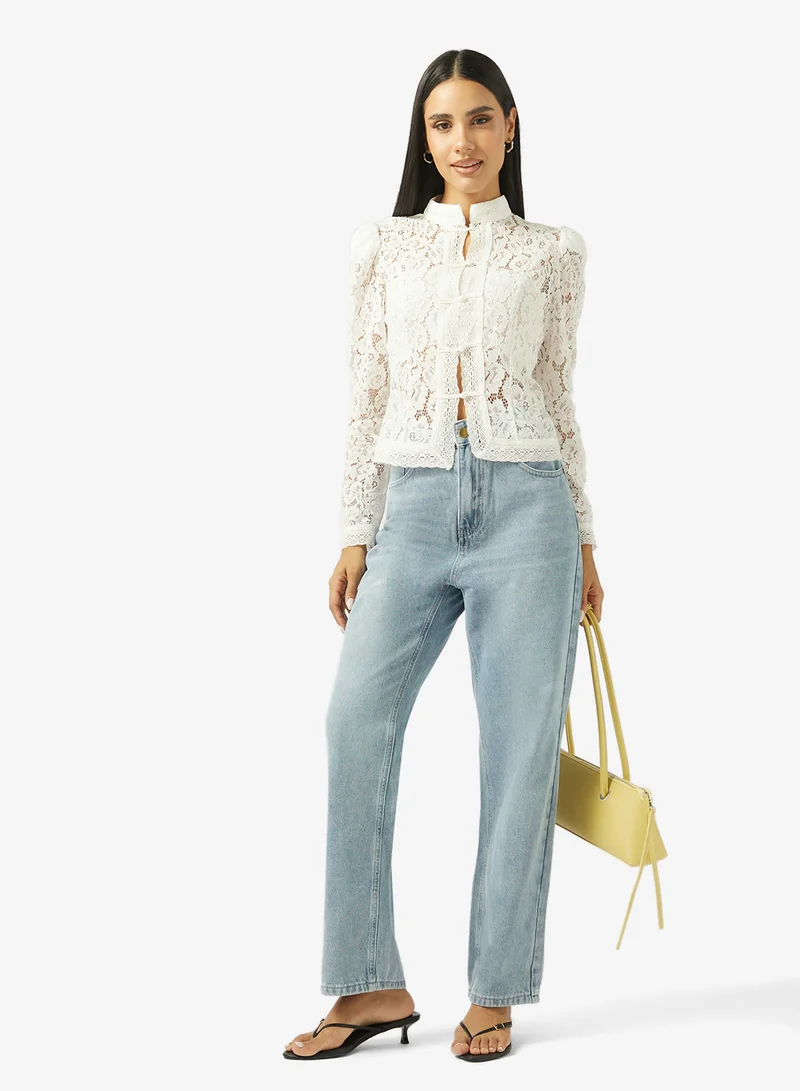 جينجر High Rise Straight Fit Jeans